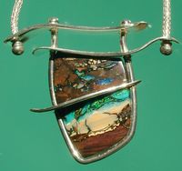 Yowah Picture Opal & Sterling Silver Pendant by Mac Art Jewellery