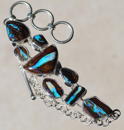 Yowah Opalised Wood Opal Sterling Siver Bracelet Bangle